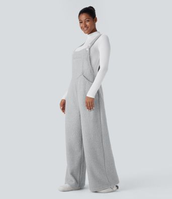 Pockets Casual Teddy Women Overalls