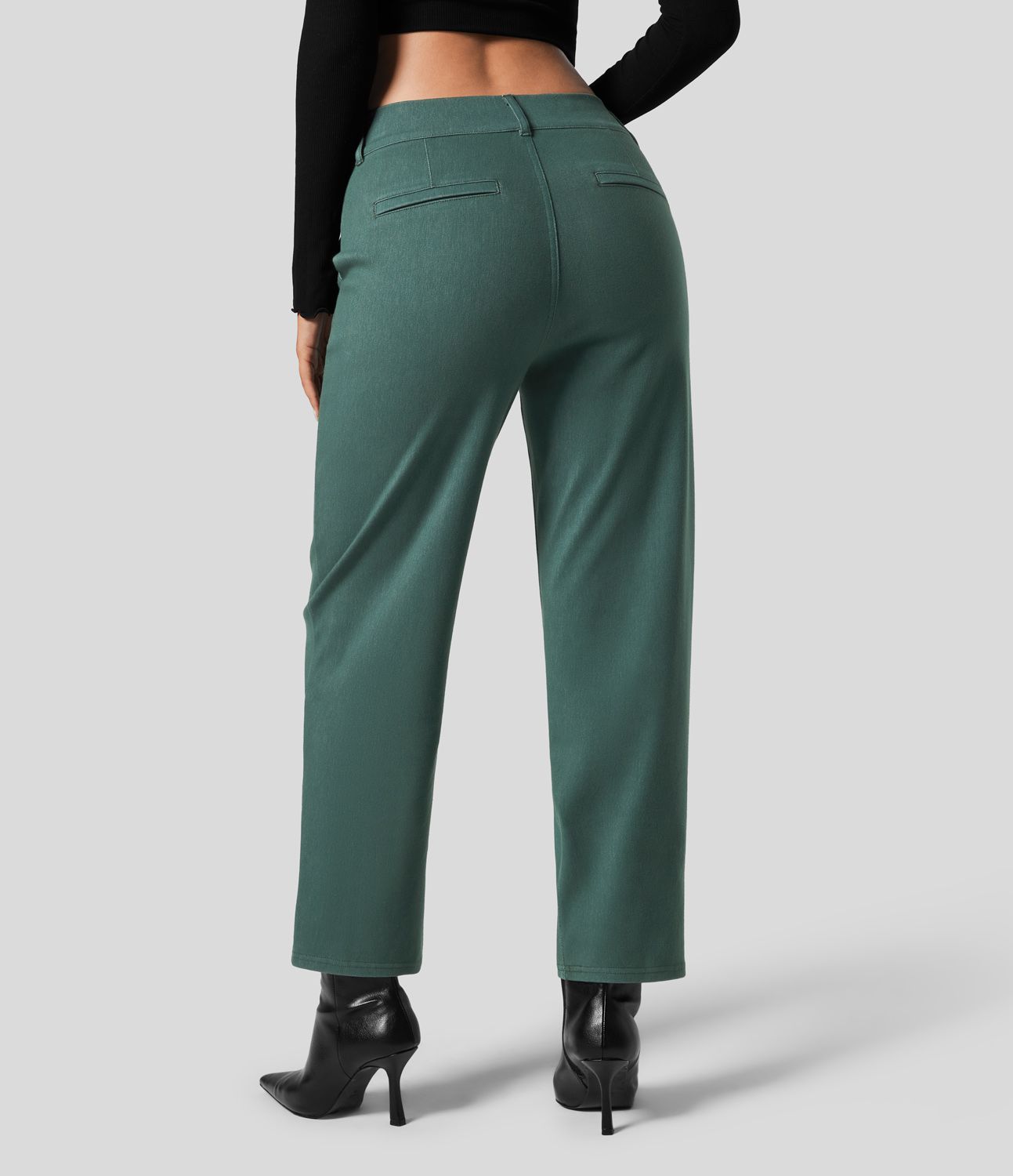 Halara Flex™ High Waisted Side Pocket Colorful Stretchy Knit Casual Tapered Jeans