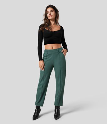 Halara Flex™ High Waisted Side Pocket Colorful Stretchy Knit Casual Tapered Jeans
