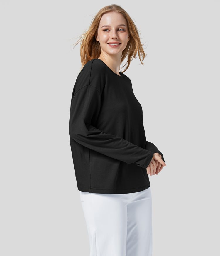 Boat Neck Long Sleeve Sweatshirt - Stylish & Comfortable