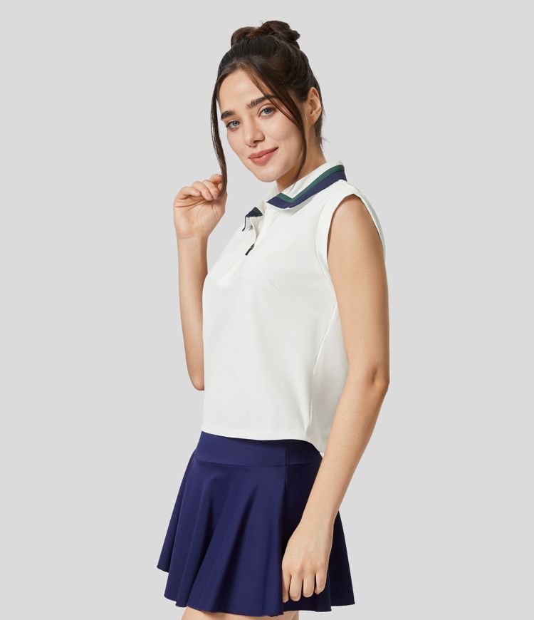 Collared Half-Zip Color Block Cool Touch Golf Tank Top