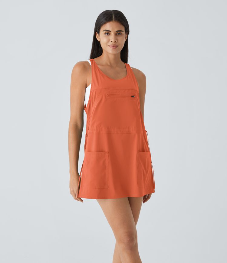 Breezeful™ Backless Multipocket Drawstring 2-Piece Quick Dry Mini Hiking Active Dress