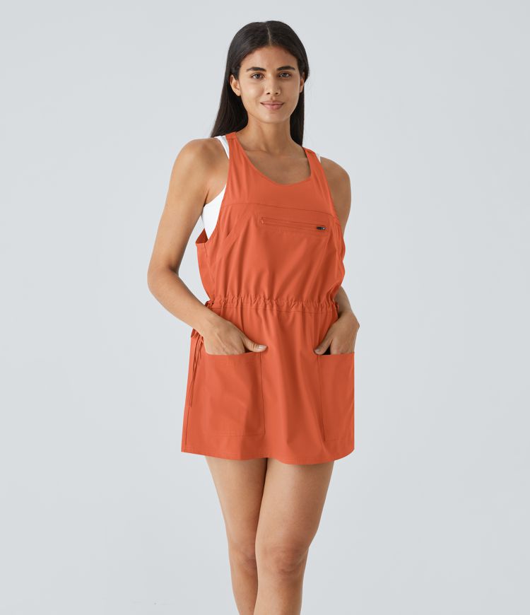 Breezeful™ Backless Multipocket Drawstring 2-Piece Quick Dry Mini Hiking Active Dress