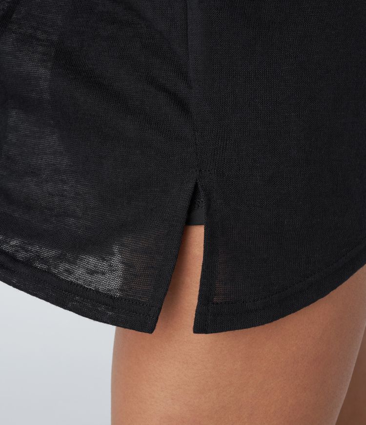 Asymmetrisches, transparentes, Oversize Freizeittop mit geteiltem Saum