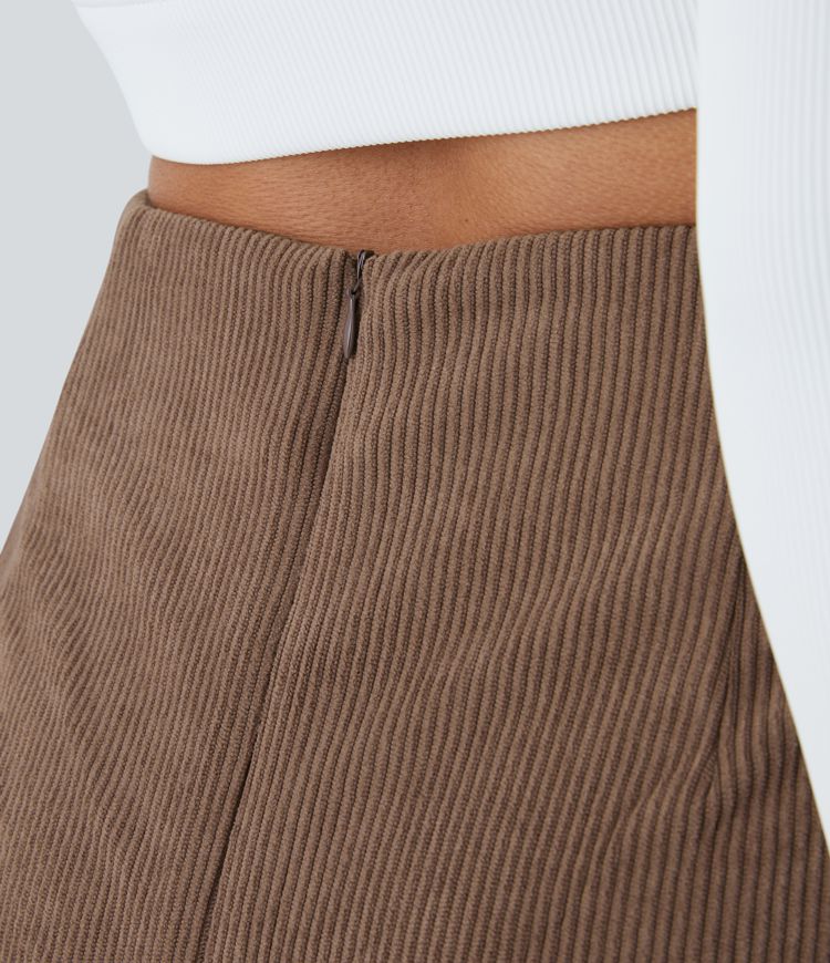 Falda pana 2 en 1 tiro alto cremallera espalda dobladillo dividido