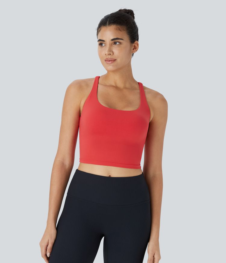 Crisscross Backless Cropped Yoga Tank Top