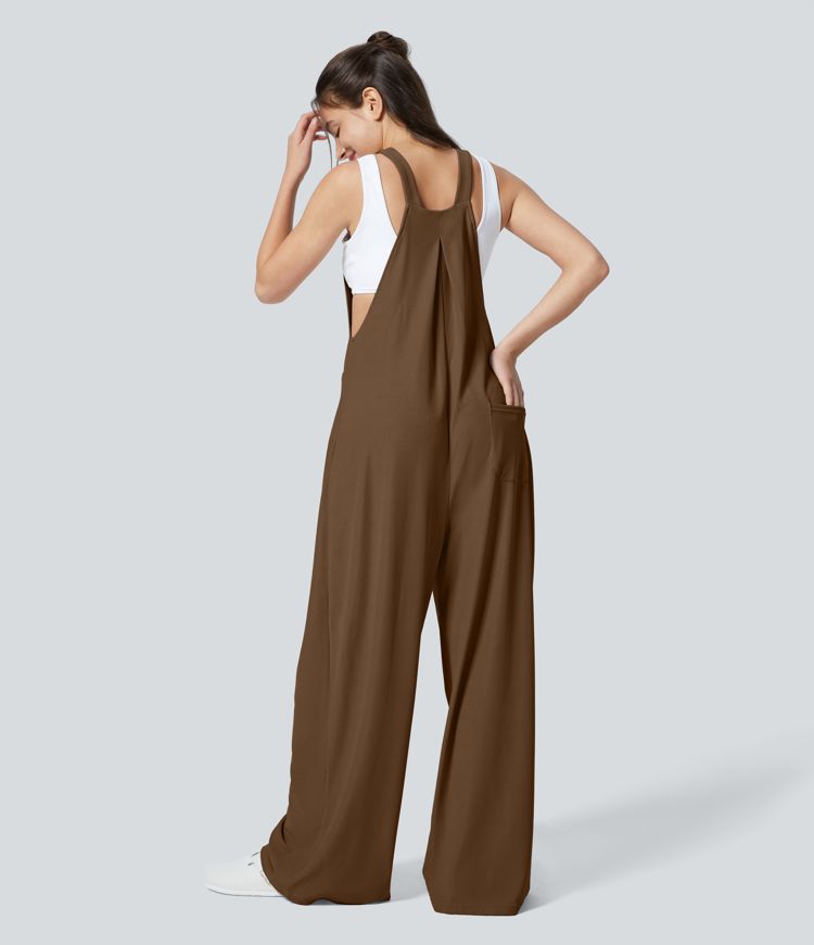 Salopette décontractée avec Bouton de Sangle réglable et Poches Multiples