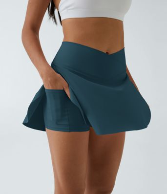 SoftlyZero™ Airy Crossover Pocket 2-in-1 Cool Touch Tennis Skirt-Lucid-Longer Length-UPF50+