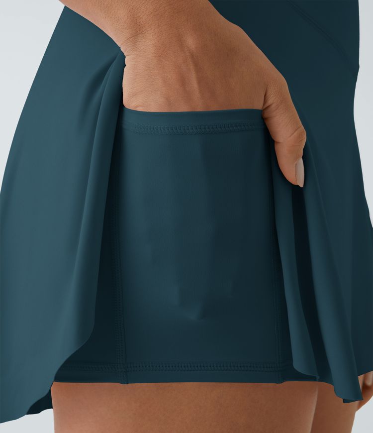 SoftlyZero™ Airy Crossover Pocket 2-in-1 Cool Touch Tennis Skirt-Lucid-Longer Length-UPF50+