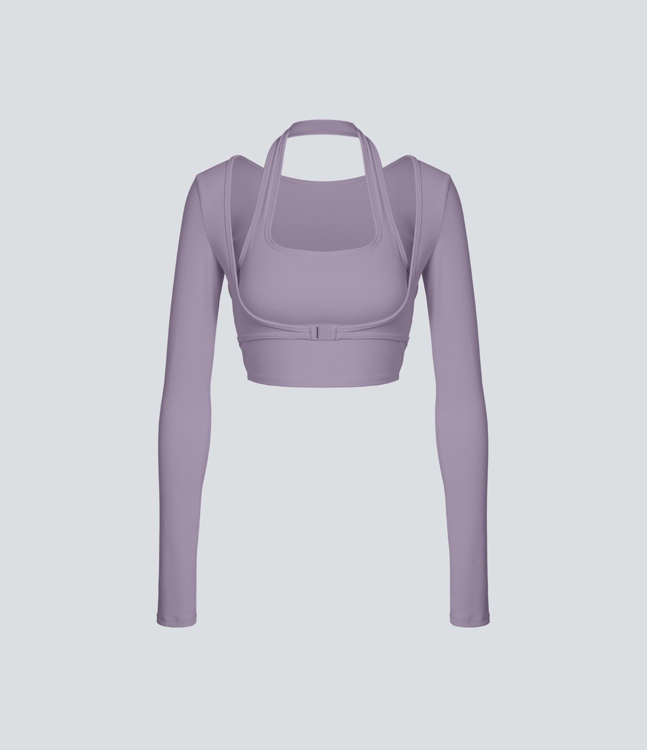 Softlyzero™ Plush Halter Neck Thumb Hole Long Sleeve Crop 2-in-1 Yoga Sports Top