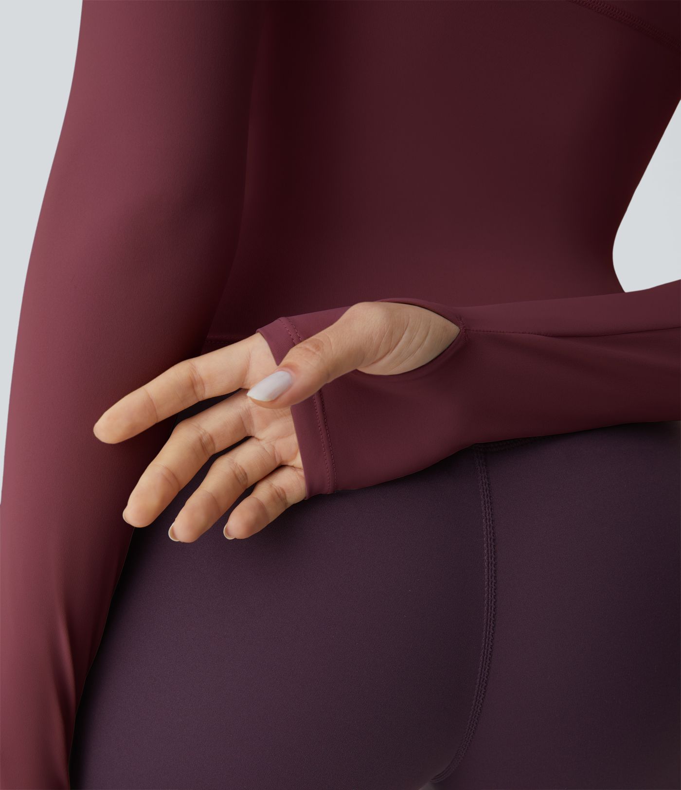 Solid Thumb Hole Yoga Sports Top