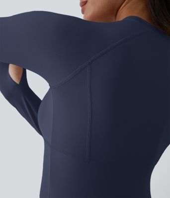 Solid Thumb Hole Yoga Sports Top