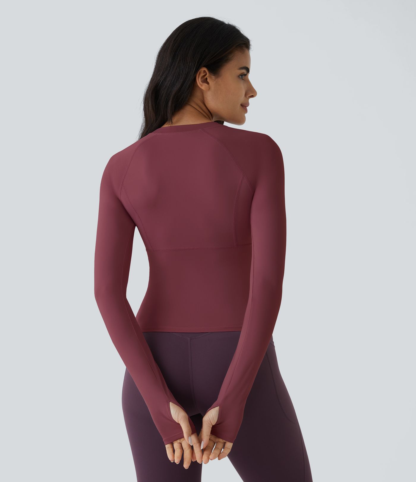 Solid Thumb Hole Yoga Sports Top