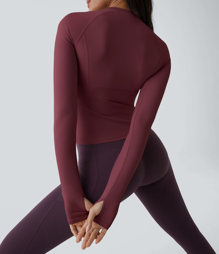 Solid Thumb Hole Yoga Sports Top