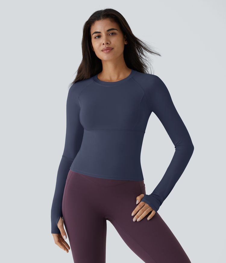 Solid Thumb Hole Yoga Sports Top