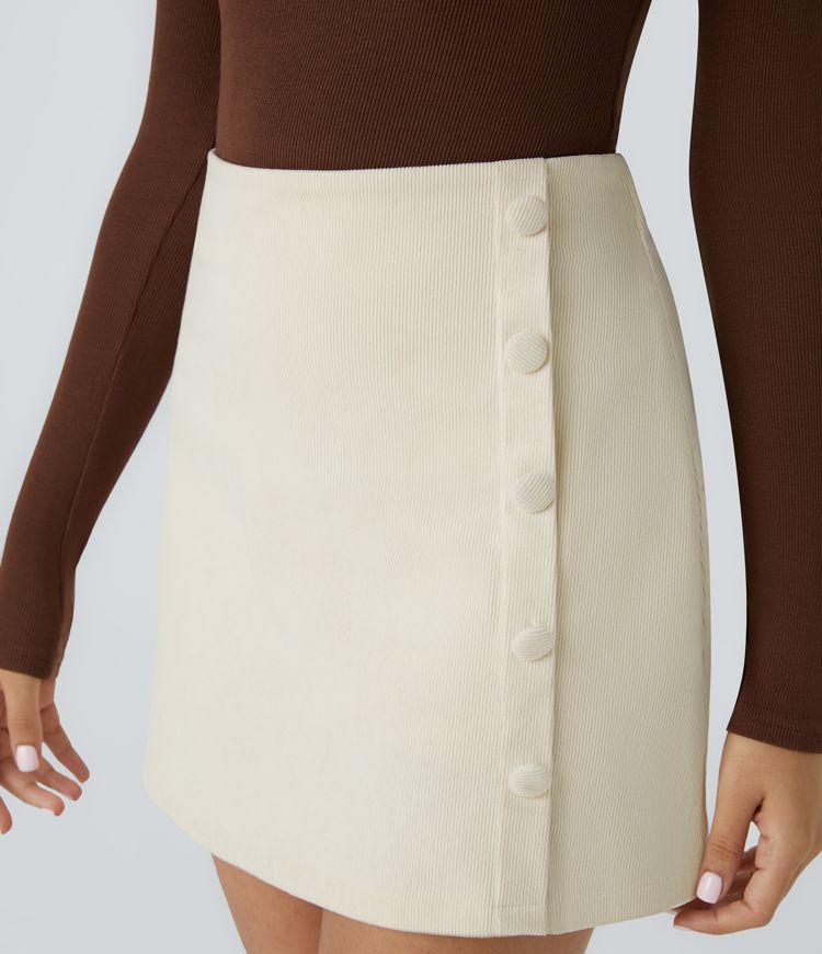 High Waisted Decorative 2-in-1 A Line Mini Casual Skirt