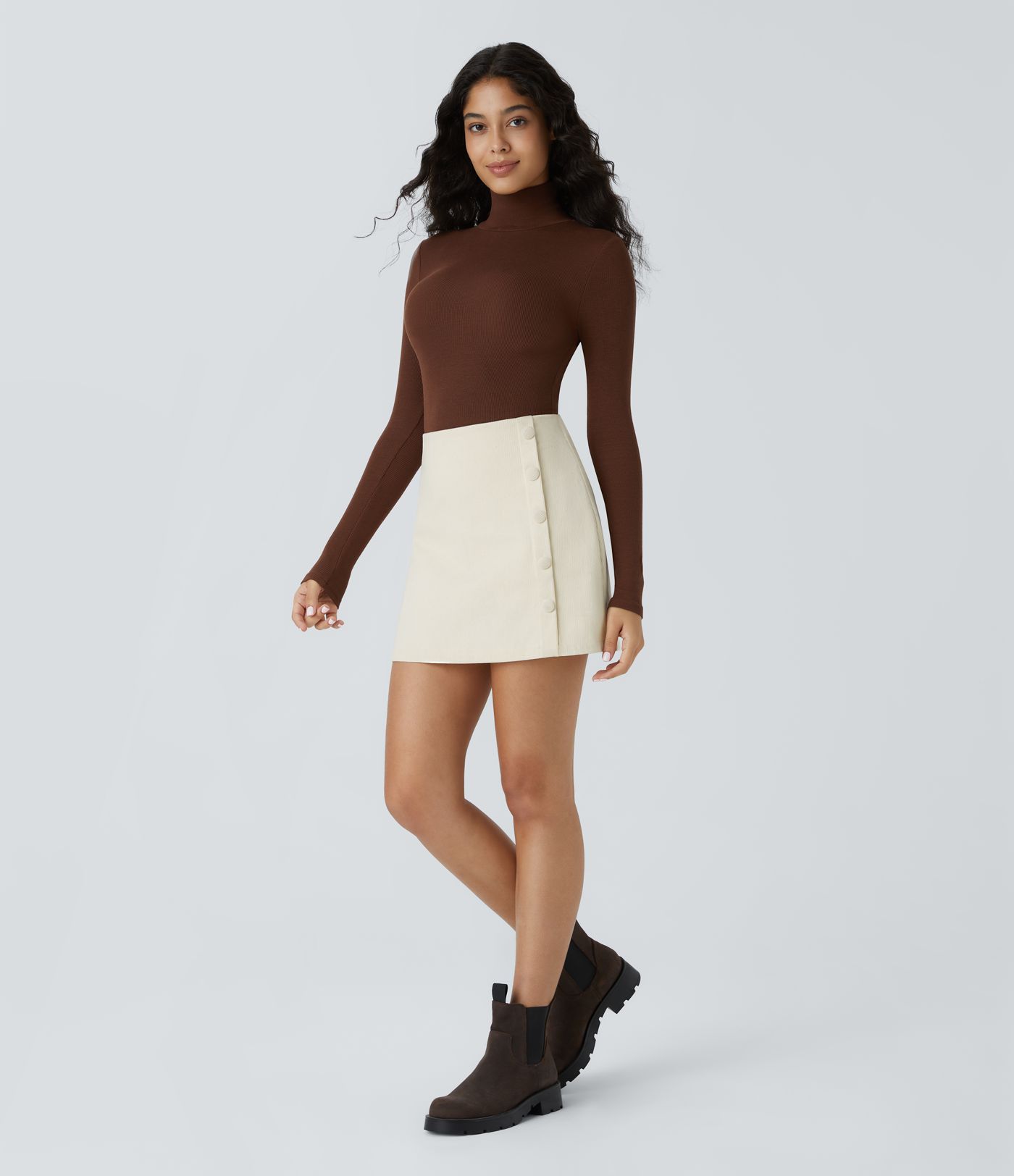 High Waisted Decorative 2-in-1 A Line Mini Casual Skirt