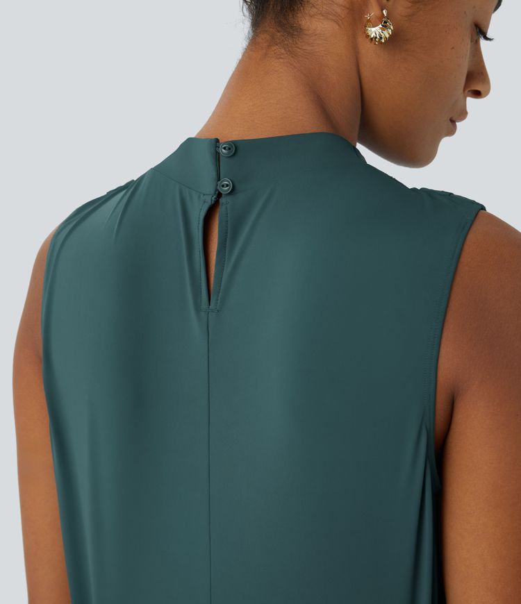 Sleeveless Keyhole Back Midi Party Dress