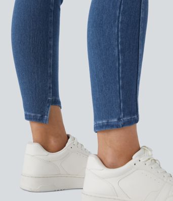 Halara Flex™ Mid Low Rise Button Zipper Multiple Pockets Stretchy Knit Casual Jeans Halara Flex™ Mid Low Rise Button Zipper Multiple Pockets Stretchy Knit Casual Jeans