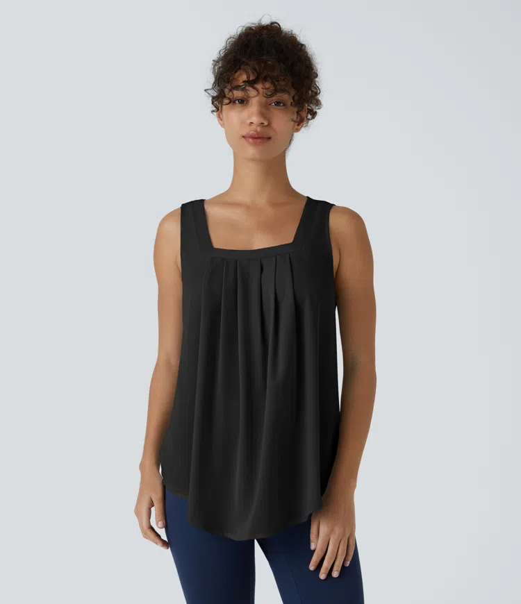 Square Neck Application Work Tank Top