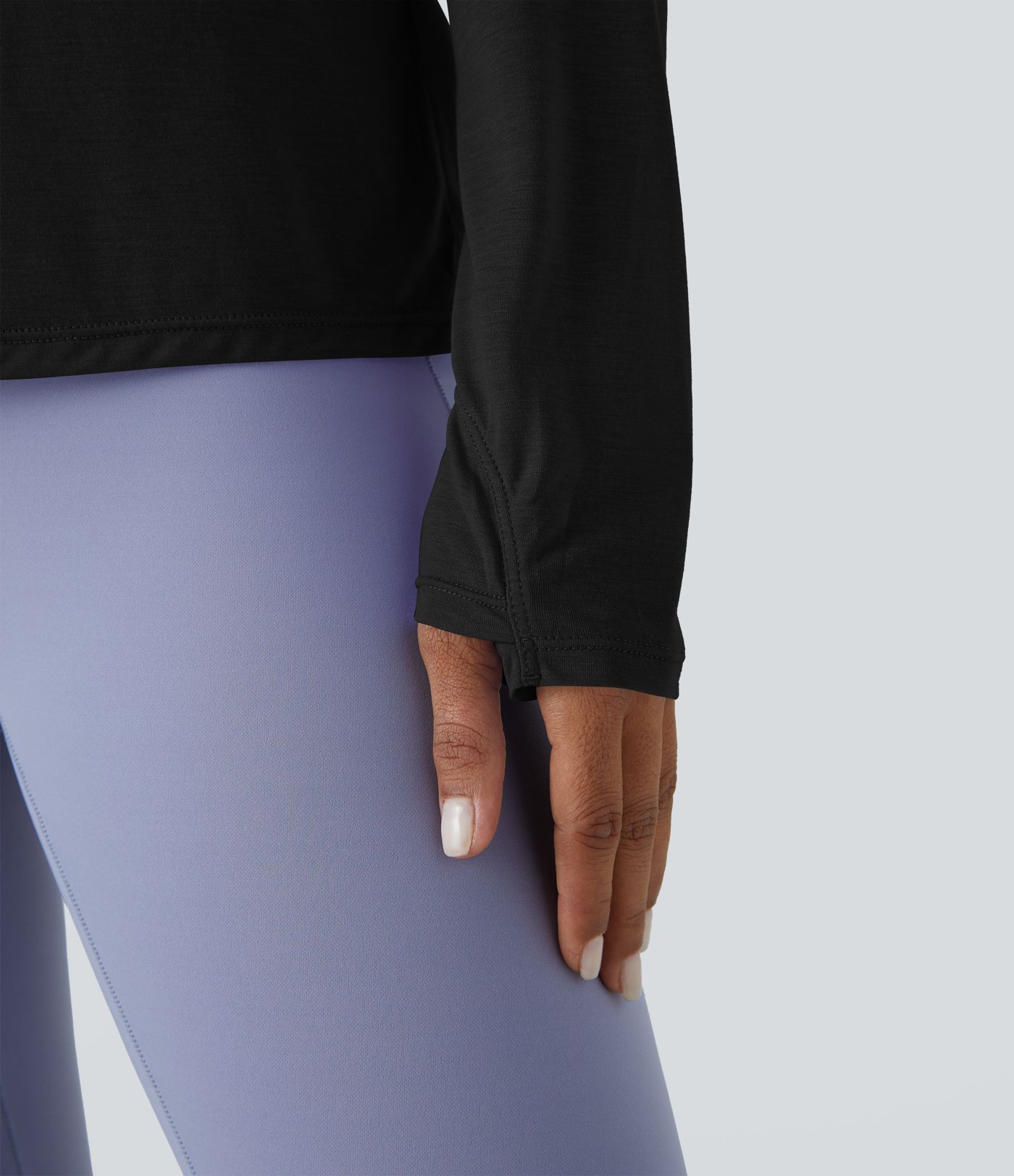 Top deportivo yoga cuello redondo manga larga abertura lazo espalda