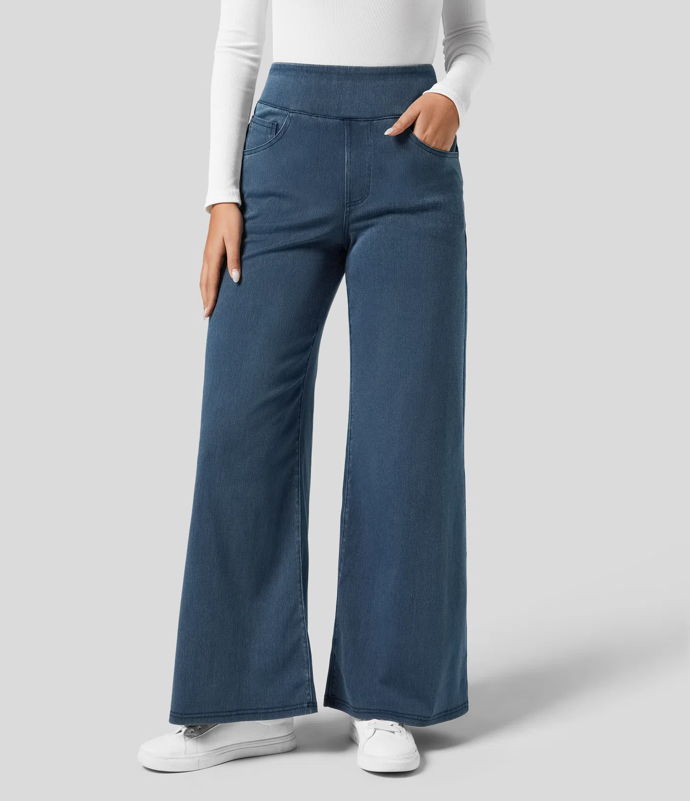 Halara Flex™ High Waisted Pockets Wide Leg Loose Work Jeans