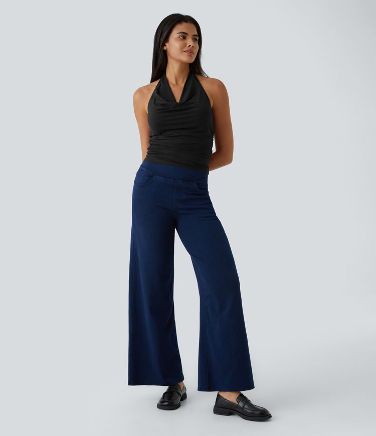 Halter Cowl Neck Ruched Casual Tank Top