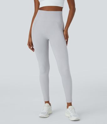 Nahtlose Passform, mit hoher Taille, geraffte 7/8-Yoga-Leggings