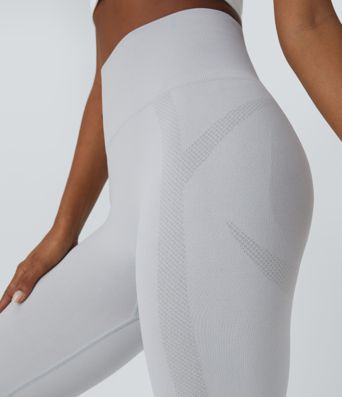 Nahtlose Passform, mit hoher Taille, geraffte 7/8-Yoga-Leggings