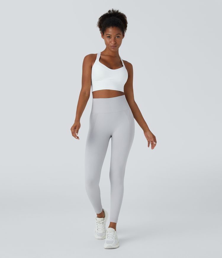 Nahtlose Passform, mit hoher Taille, geraffte 7/8-Yoga-Leggings