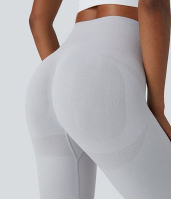 Nahtlose Passform, mit hoher Taille, geraffte 7/8-Yoga-Leggings