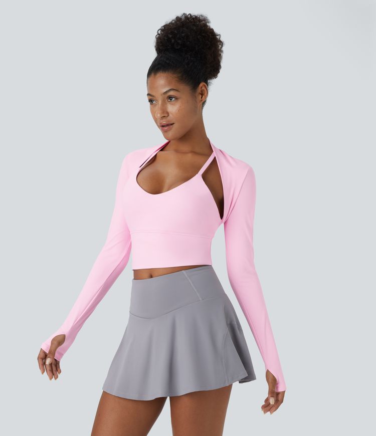 Softlyzero™ Airy Thumb Hole Cropped Cool Touch Golf Shrug Sports Top-UPF50+