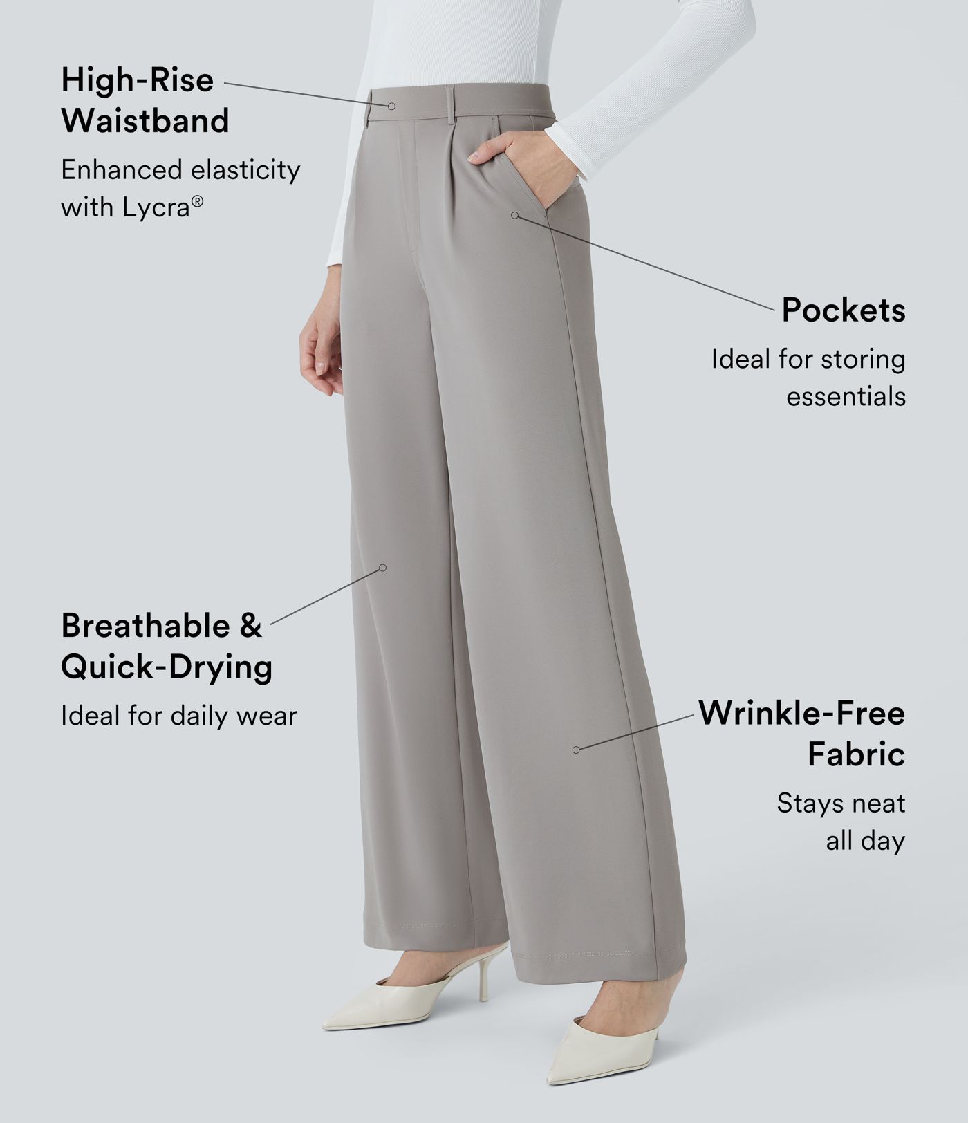 Halara Flex™ High Waisted Pocket Straight Leg Crepe Work Pants