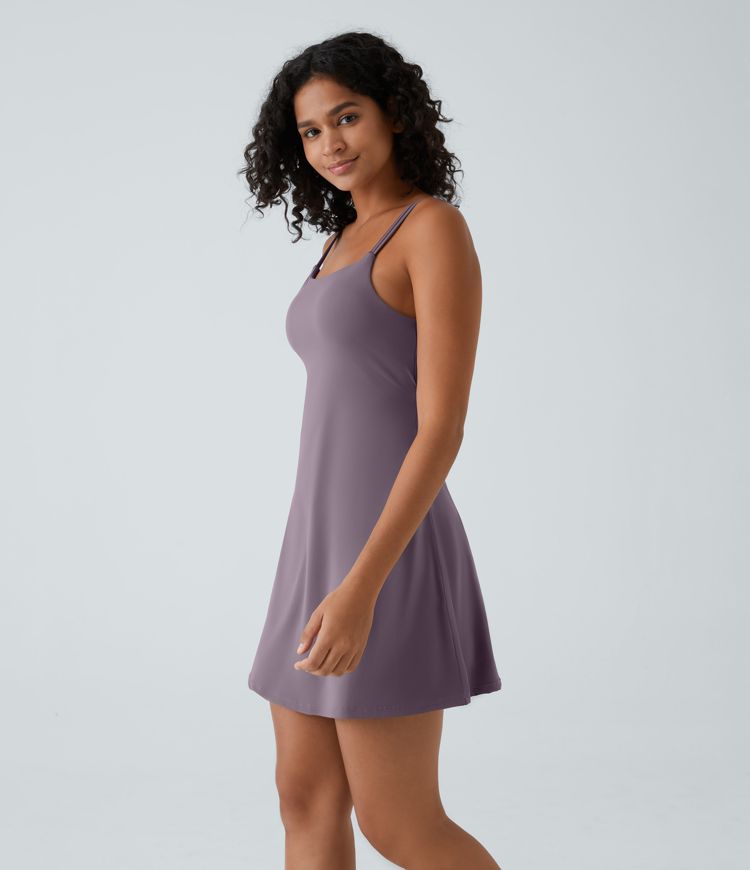 SoftlyZero™ Plush Double Straps 2-Piece Pocket Slip Dance Active Dress A-D Cups