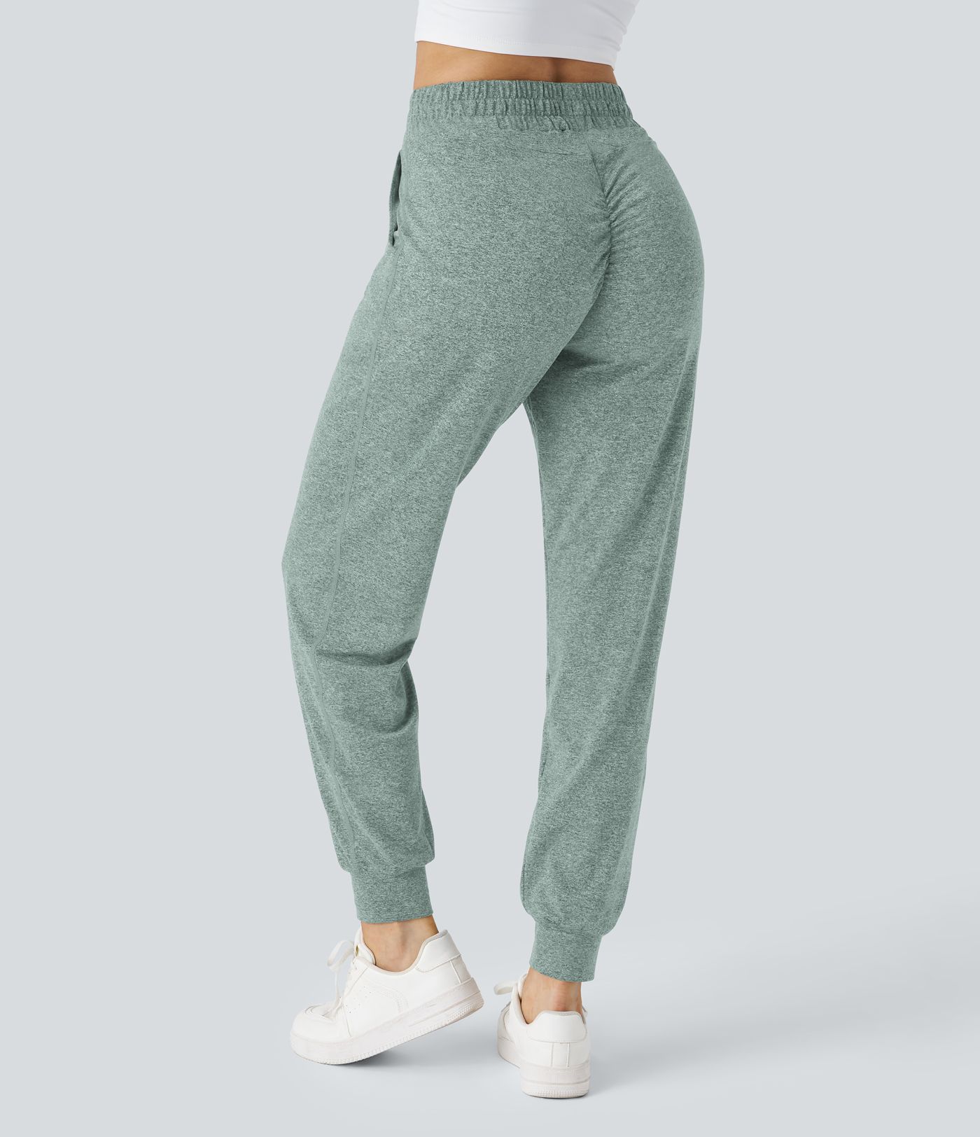 pantalon de yoga jogger à taille haute avec poches et fronces
