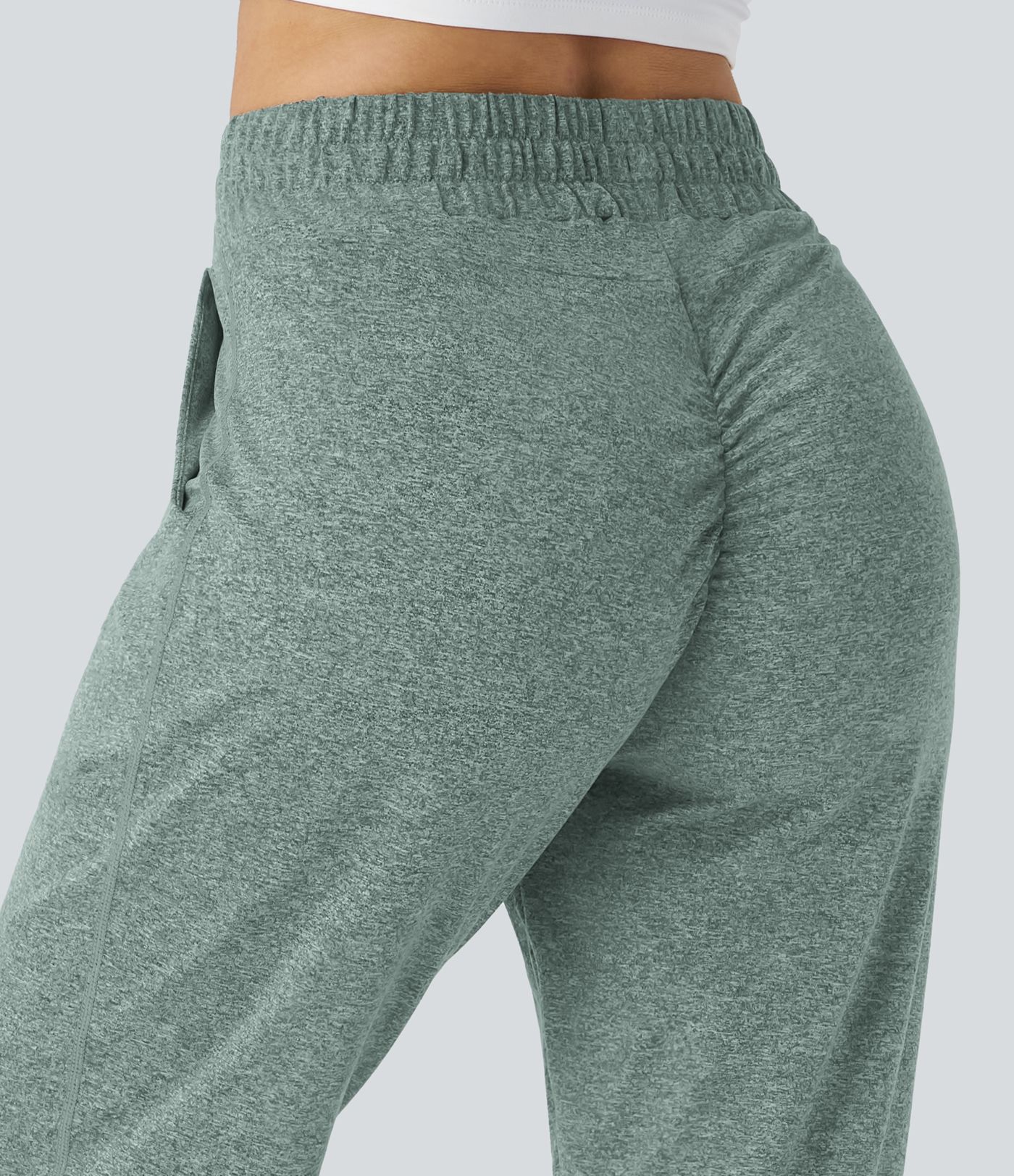 pantalon de yoga jogger à taille haute avec poches et fronces