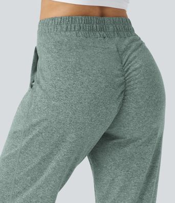 pantalon de yoga jogger à taille haute avec poches et fronces