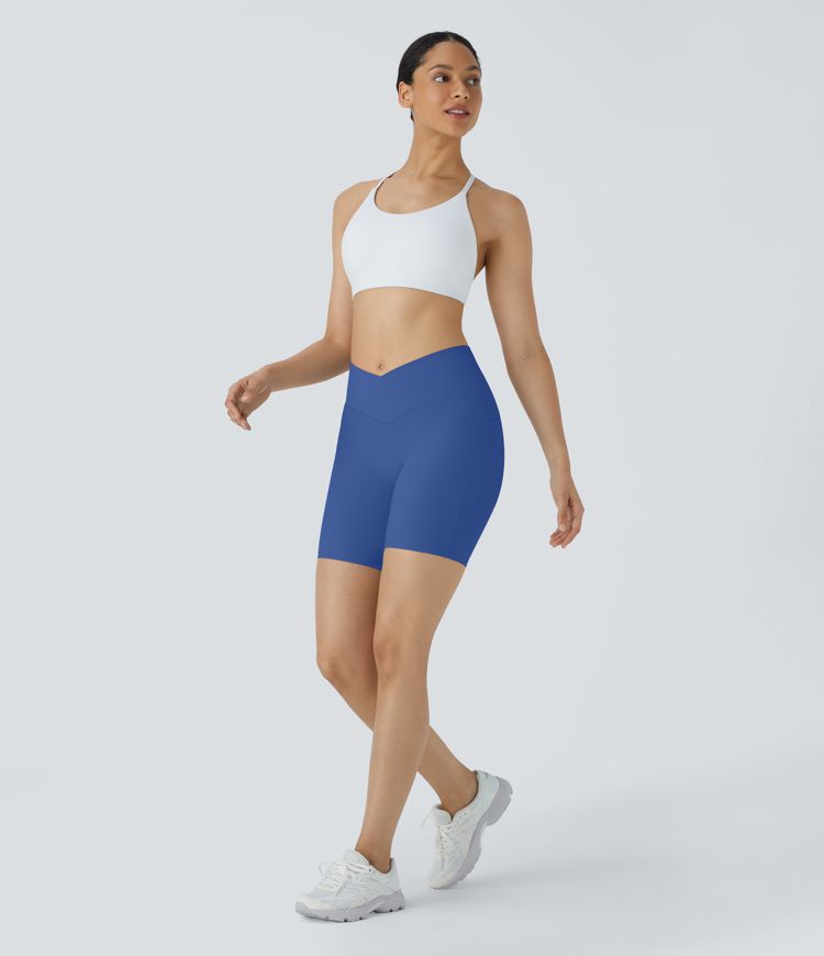 Pantalón corto Softlyzero™ ciclista yoga bolsillo lateral cruzado tiro alto 17.5cm