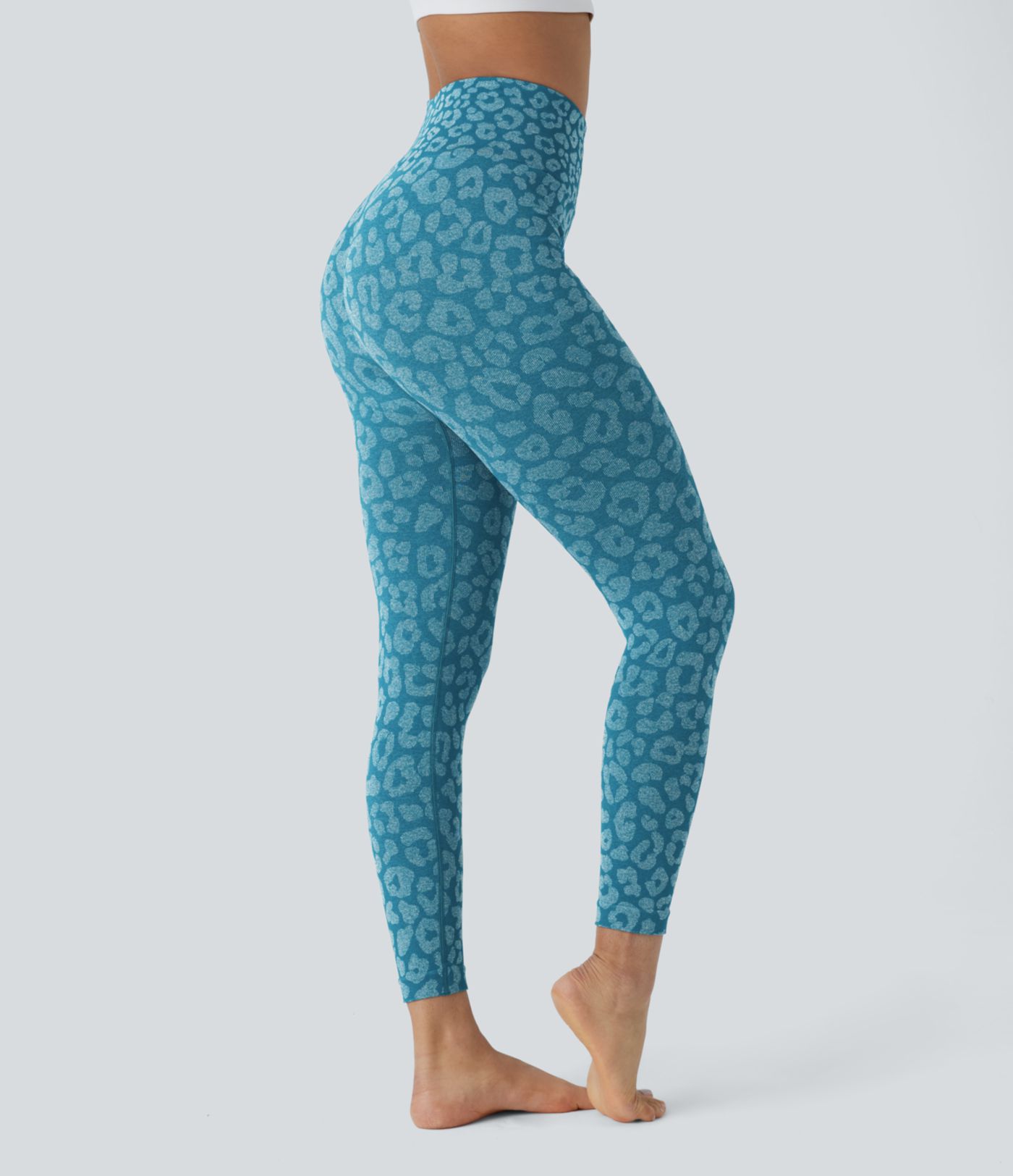 Leggings yoga tiro alto estampado leopardo 7/8 sin costura