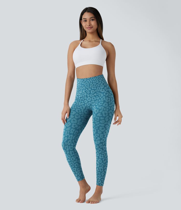 Leggings yoga tiro alto estampado leopardo 7/8 sin costura