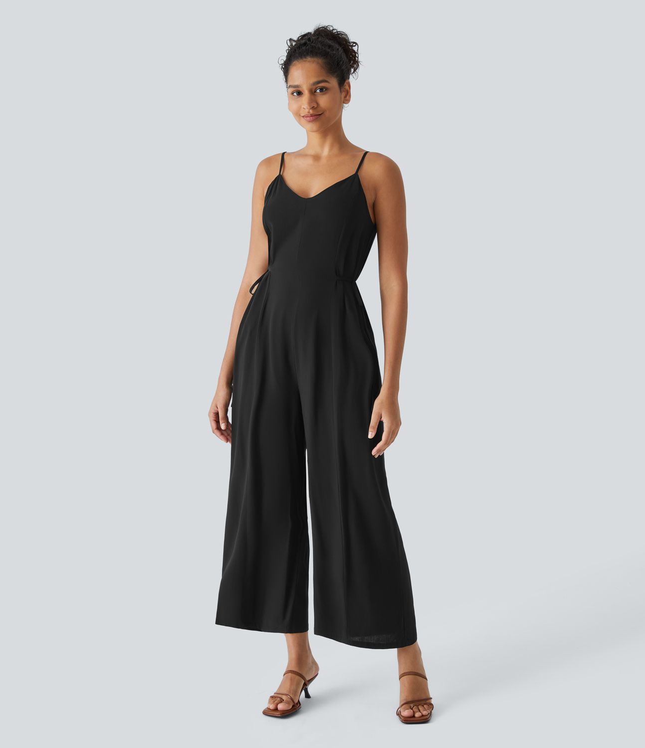 Combinaison Casual Dos Nu avec Bretelles Ajustables et Liens Latéraux