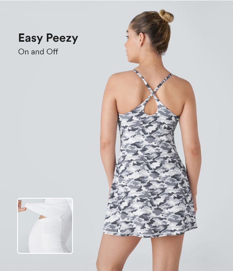 Backless Pickleball Activity Dress with Camouflage Print - Easy Peezy Edition