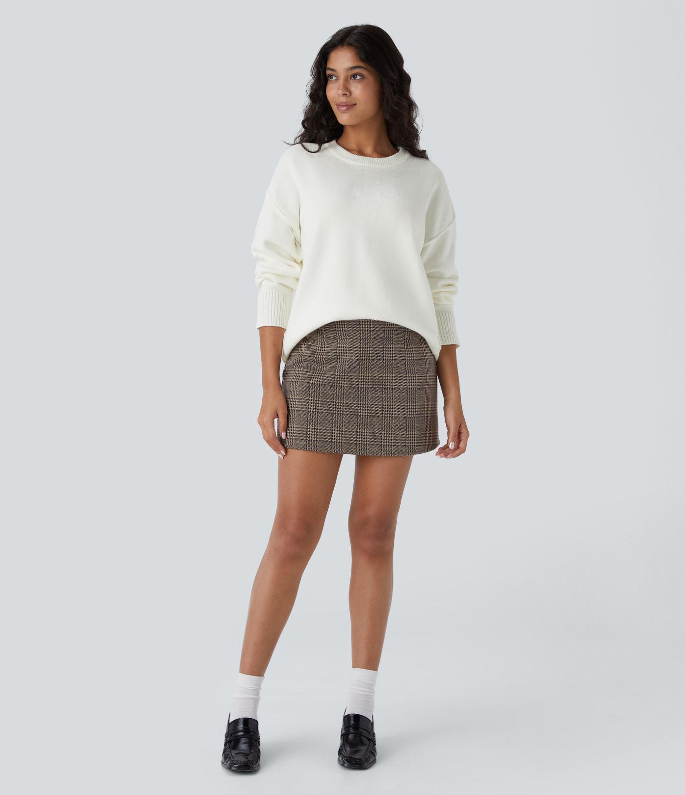 Round Neck Dropped Shoulder Long Sleeve Casual Sweater