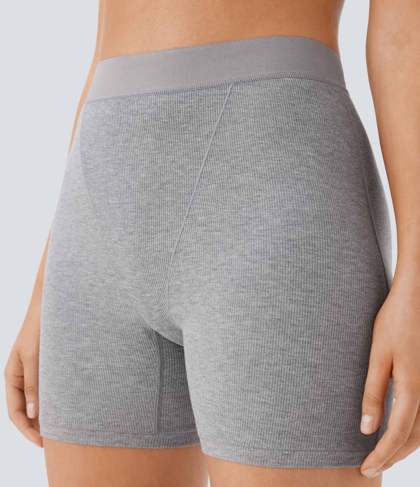 Hochelastische, hautfreundliche, gerippte Strick-Lounge-Bikershorts mit hoher Taille, 12,7cm