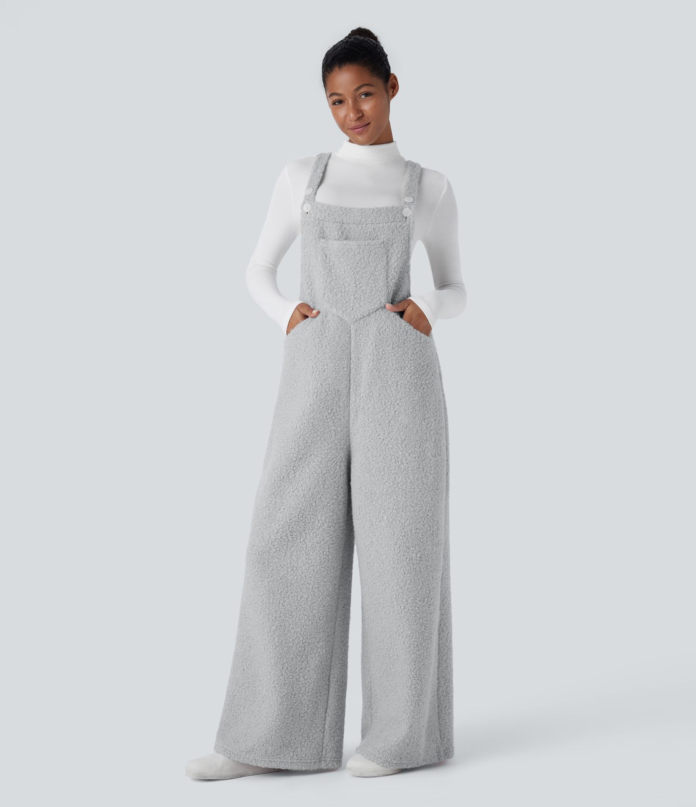 Pockets Casual Teddy Women Overalls