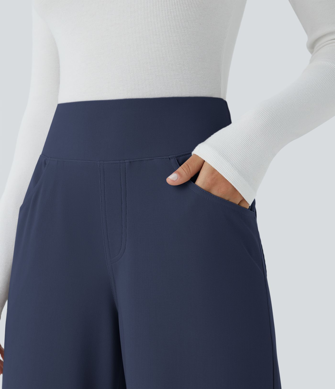 Halara Flex™ High Waisted Tummy Control Pockets Wide Leg Micro Waffle Women Suit Work Pants