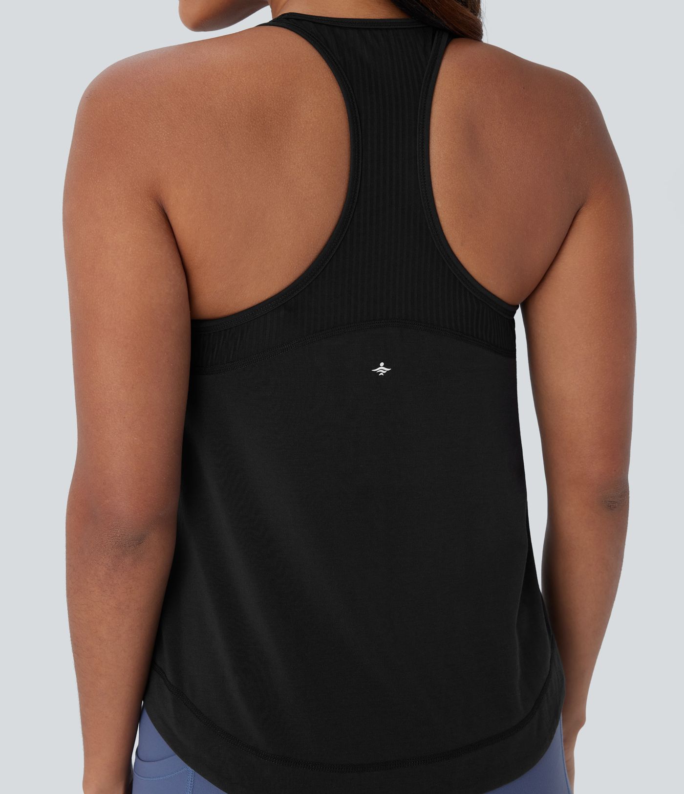Lauf-Tanktop mit Racerback, Streifen und gebogenem Saum - schnelltrocknend