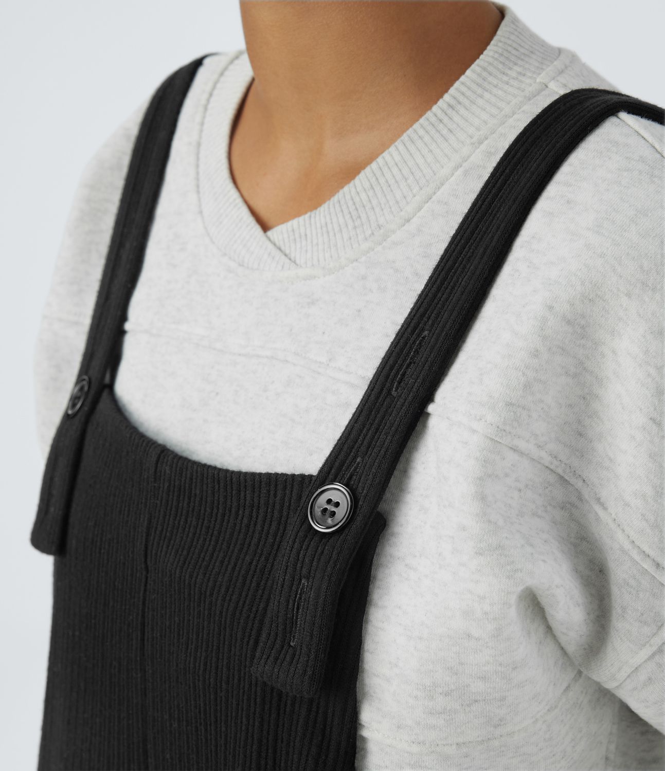 Ribbed Adjustable Straps Drawstring Side Pocket Casual Jogger Dungarees