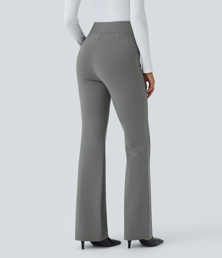 High-waist crossover casual slight flare pants
