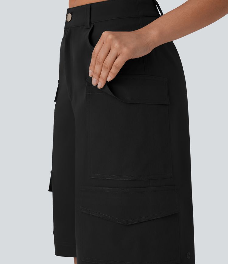 Bermudas cargo múltiple bolsillo tiro medio